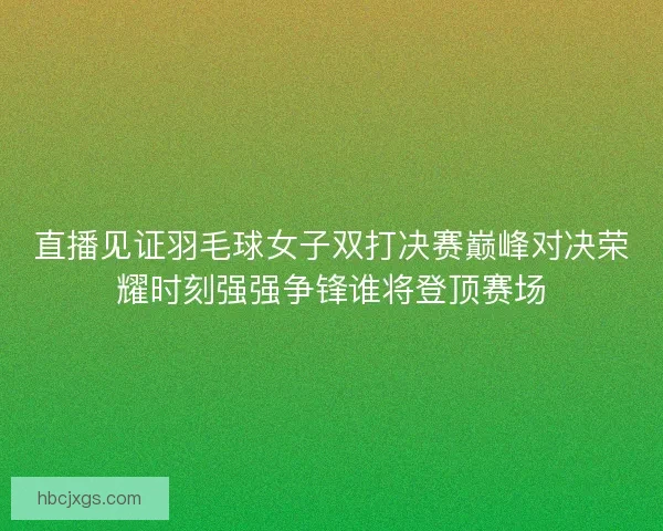 直播见证羽毛球女子双打决赛巅峰对决荣耀时刻强强争锋谁将登顶赛场