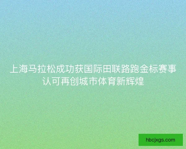 上海马拉松成功获国际田联路跑金标赛事认可再创城市体育新辉煌