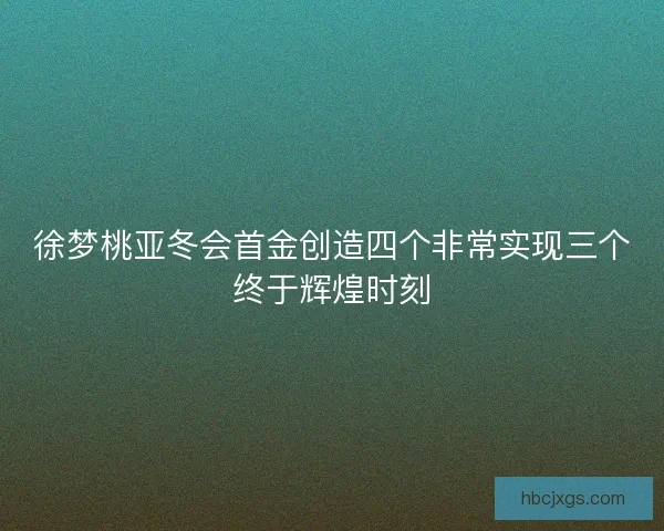徐梦桃亚冬会首金创造四个非常实现三个终于辉煌时刻