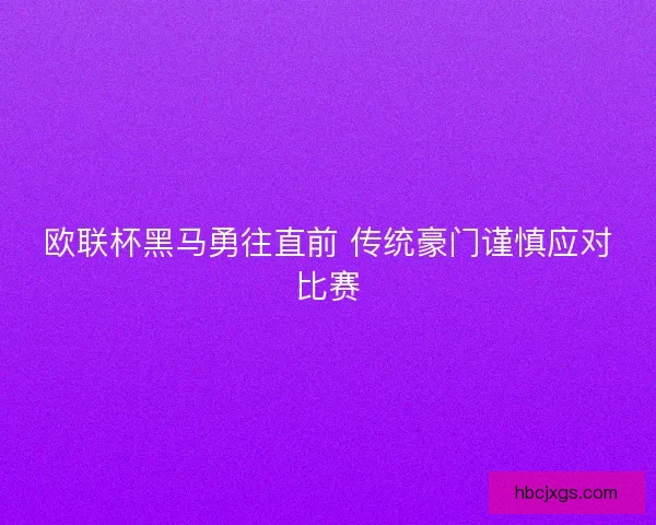 欧联杯黑马勇往直前 传统豪门谨慎应对比赛 欧联杯黑马勇往直前 传统豪门谨慎应对比赛