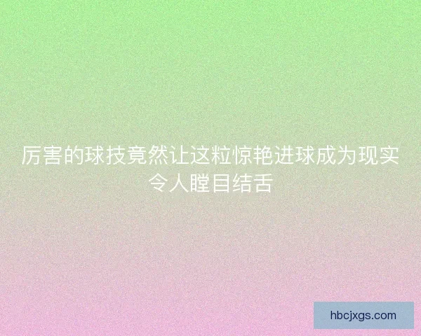 厉害的球技竟然让这粒惊艳进球成为现实令人瞠目结舌 厉害的球技竟然让这粒惊艳进球成为现实令人瞠目结舌