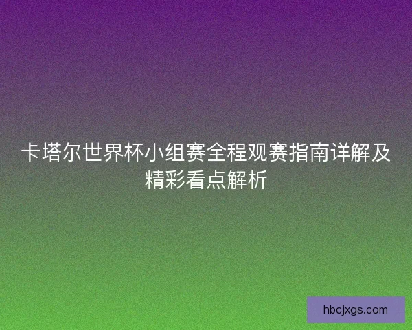 卡塔尔世界杯小组赛全程观赛指南详解及精彩看点解析 卡塔尔世界杯小组赛全程观赛指南详解及精彩看点解析